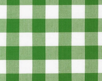 Kelly 1" Plaid Cotton, Reversible Carolina Gingham, Green Yarn Dyed Fabric, Grass fabric, Apparel Fabric, Plaid cotton Scarf, Robert Kaufman