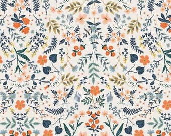 Wildwood WHITE Metallic Fabric RP105-WH3M, Bon Voyage Collection,  Cotton+Steel - Rifle Paper Co, Wildwood Collection, Apparel Fabric