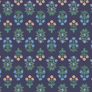 Rifle Paper Co. Camont Mughal Rose Navy - Cotton + Steel - PER QUARTER METRE Rifle Paper Co. Camont Mughal Rose Navy - Cotton + Steel - PER QUARTER METRE