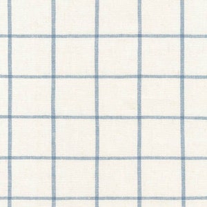 Last pieces Essex Yarn Dyed  Blue Sky Classic Wovens, 1.5" Blue Plaid  Linen blend, Essex Wovens Striped fabric, Linen cotton fabric