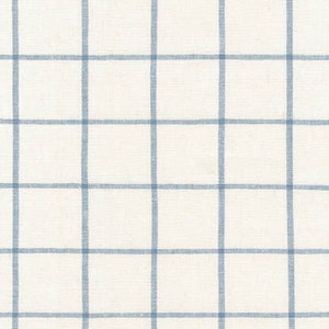 Essex Yarn Dyed  Blue Sky Classic Wovens, 1.5" Blue Plaid  Linen blend, Essex Wovens Striped fabric, Linen cotton fabric