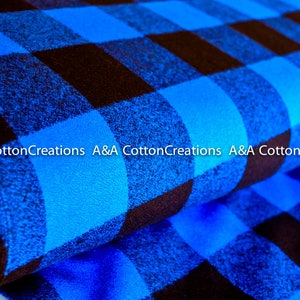 Last pieces Mammoth Flannel Fabric, 16943-4 Blue Large Plaid Flannel, 2&quot; Plaid, Apparel fabric, Fabric by Yards, Robert Kaufman Fabrics