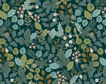 RP1003-HU2 Verte - Huntertyg, Vintage Garden-kollektion, klädtyg, Rifle Paper Co-tyg, bomull och stål
