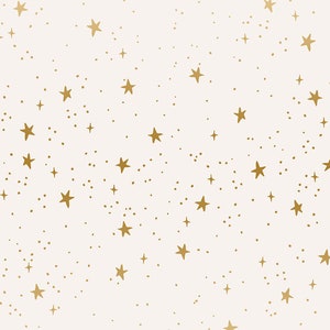 Rifle Paper Co, RP310-CR1M Primavera, Stars Cream Metallic Fabric, 100% Quilt-Baumwolle, Quiltgewicht