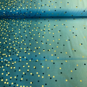 Ombre Confetti fabric, Lagoon 10807 207M Gold Metallic Fabric, Wedding fabric, Quilting cotton, Ombre Confetti cotton by Vanessa Christenson image 2