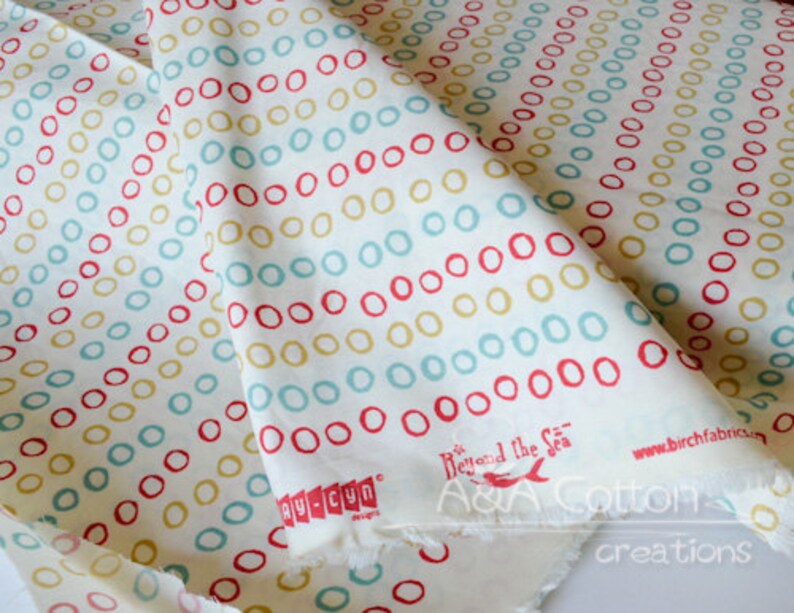 Quilting Weight Bubble Rings Girl print from Beyond the Sea collection Birch fabric ORGANIC Cotton Fabric Certified Organic Cotton