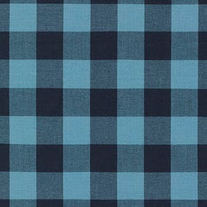 Indigo 1&quot; Plaid Cotton, Carolina Gingham, Blue Yarn Dyed Fabric, Navy Blue Quilting fabric, Apparel Fabric, Plaid cotton, Robert Kaufman
