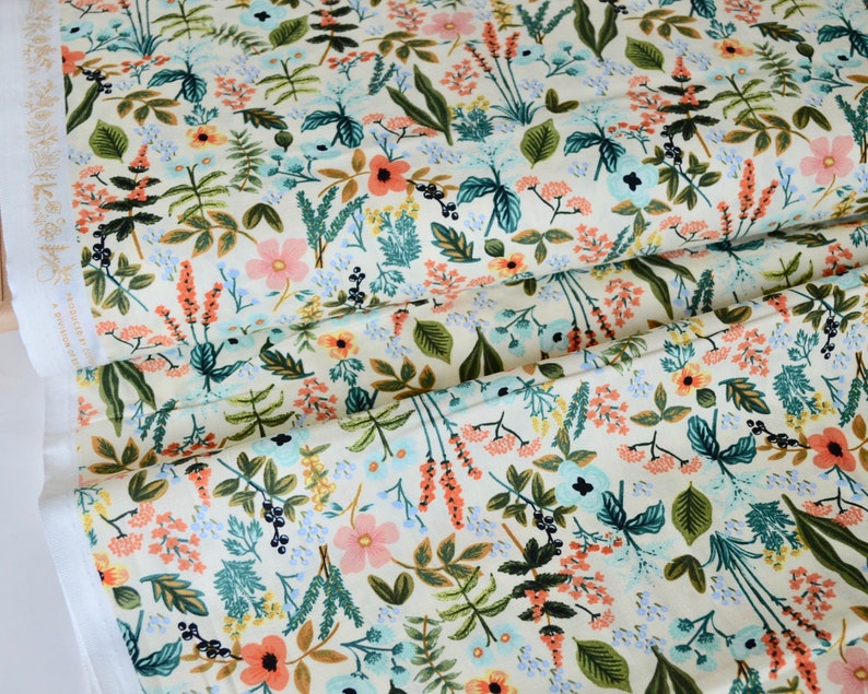 Amalfi Herb Garden Natural Unbleached quilting cotton Fabric,CottonSteel Rifle Paper Co, Amalfi Collection,Flower Fabric, image 1