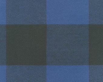 NEW JAMBO 4" Plaid flannel, Organic Mammoth Flannel 20703-77 BLUEBERRY Mammoth collection, Apparel fabric, Fabric by Yards, Robert Kaufman