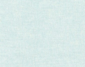 AQUA 1005 Linen Essex Yarn Dyed fabric, Quilt Backing, Quilting fabric, Apparel Fabric, Linen cotton fabric, Robert Kaufman