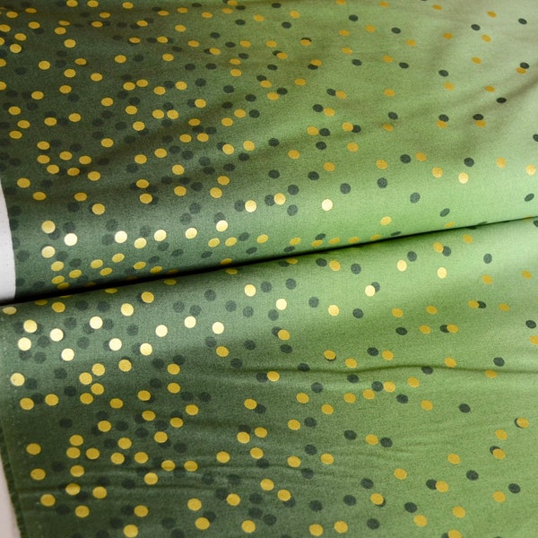 Ombre Confetti fabric, Evergreen 10807 324M Gold Metallic Fabric, Quilting cotton,Ombre Confetti cotton by Vanessa Christenson