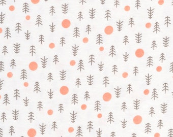 Whinter Forest White Organic Flannel Fabric, Organic Cotton Flannel from Winter Forest Cloud9 Collective by Lemonni
