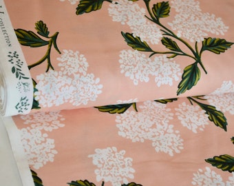 Meadow Hydrangea Blush Fabric (RP201-BL2) Cotton+Steel Rifle Paper Co, 100% quilting cotton, Meadow Collection, Apparel Fabric