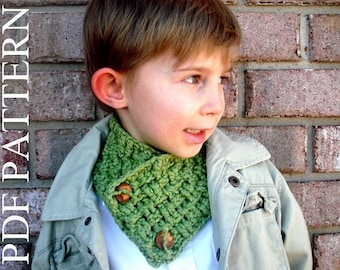 Crochet pattern pdf Girl Boy Teen Adult Unisex Cowl Neck warmer Scarf with buttons (022)Permission To Sell Finished Items