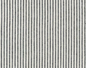 Essex 1/8"  Yarn Dyed  Black Classic Wovens, Black White Striped Linen blend,Essex Wovens Striped fabric, Linen cotton fabric