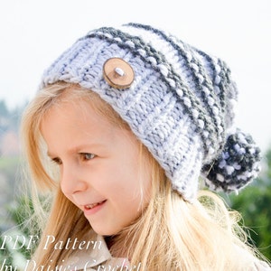 Knitting pattern. Venice Slouchy hat. Toddler, child, adult sizes. Knit headware (037)