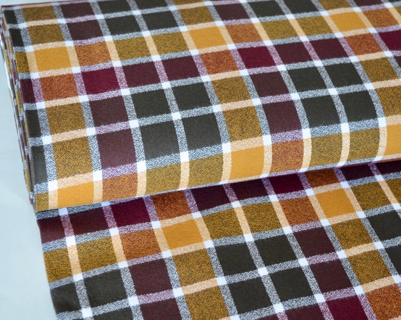 Mammoth Flannel Fabric, Cider 14889-164 Flannel, Plaid Fabric, Apparel fabric, Fabric by Yards, Robert Kaufman Fabrics 