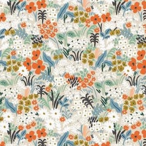 NUOVO tessuto metallizzato multi lino RP204-FM8M cotone+acciaio Rifle Paper Co, 100% cotone per trapuntatura, collezione Bon Voyage, tessuto per abbigliamento