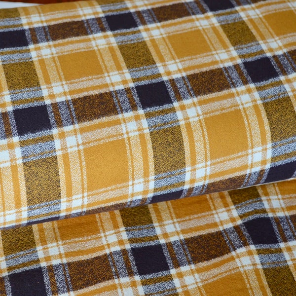 Mammoth Flannel Fabric, 17605-141 SAFFRON Flannel, Plaid Fabric, Apparel fabric, Flannel Robert Kaufman Fabrics