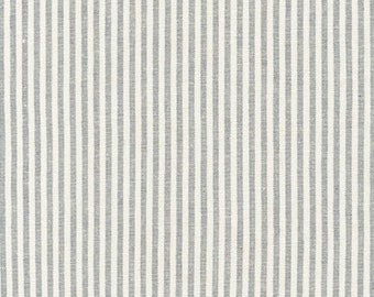 Essex 1/8" Yarn Dyed Steel, mélange de lin rayé gris, tissu rayé Essex Wovens, tissu lin coton