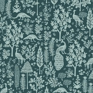 RP708-EM6 Menagerie Silhouette - SmaragdStoff, Camont Kollektion, Baumwolle und Stahl, Quiltgewicht Baumwolle