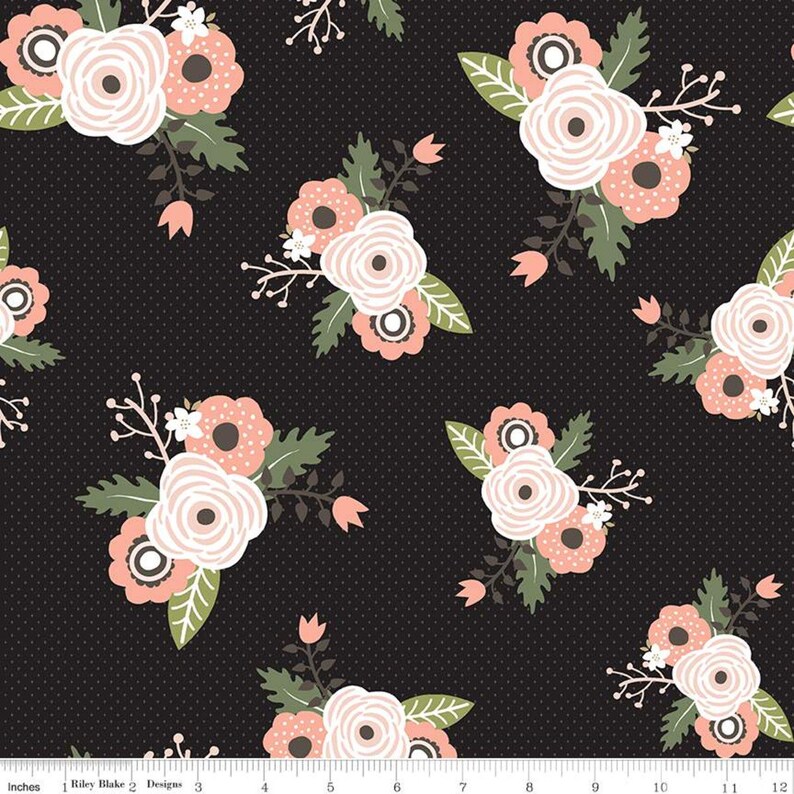 Metallic Cotton Fabric Rose Gold Sparkle Cotton Riley Blake Designs Modern Farmhouse Main Black Sparkle Quilting Cotton