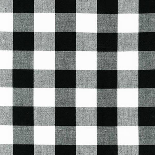 Black 1" Plaid Cotton, Reversible Carolina Gingham,Black Yarn Dyed Fabric, Black White Quilting fabric, Plaid cotton, Robert Kaufman