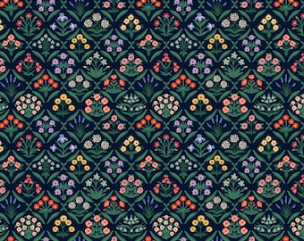 RP1004-NA2 Estee - Navy Fabric, Vintage Garden Collection, Apparel Fabric, Rifle Paper Co fabric, Cotton n Steel
