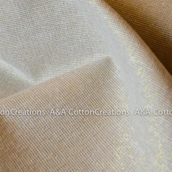 Metallic Sand 1323 Essex Linen, Yarn Dyed Linen, Sparkle fabric, Apparel Fabric, Linen fabric, Gold Fabric, Robert Kaufman