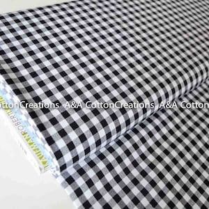 Last pieces Black 1/4&quot; Plaid Cotton, Carolina Gingham, Black Yarn Dyed Fabric, reversible Quilting fabric, Apparel Fabric, Robert Kaufman