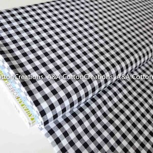 Black 1/4 Plaid Cotton, Carolina Gingham, Black Yarn Dyed Fabric, reversible Quilting fabric, Apparel Fabric, Robert Kaufman image 1