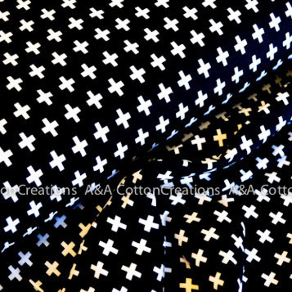 Last Piece-Jersey Fabric, Infinity Fabric, Apparel Fabric, Black and white fabric,Jersey Knit Fabric, Robert Kaufman Fabrics, Cotton/Lycra