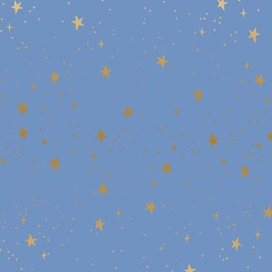 Rifle Paper Co, RP310-PE5M Primavera, Periwinkle Stars Metallic Fabric, 100% quilting cotton, quilt weight fabric