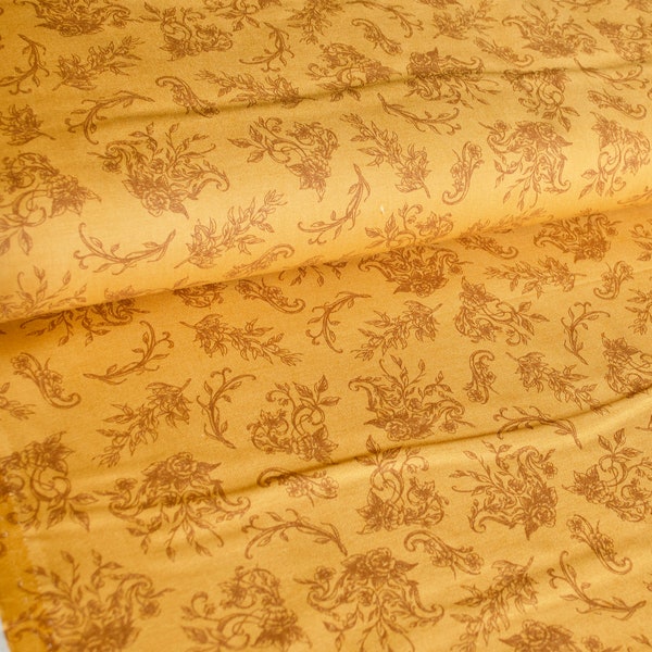 PS202-GO4 Summer Rose - Charlotte - Golden Fabric, 100% fine cotton, quilt weight fabric, Cotton n Steel