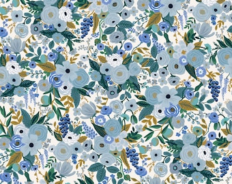 Petite Garden Party -Blue Fabric RP104-BL5, 100% fine cotton, quilt weight fabric, Cotton n Steel & Rifle Paper co