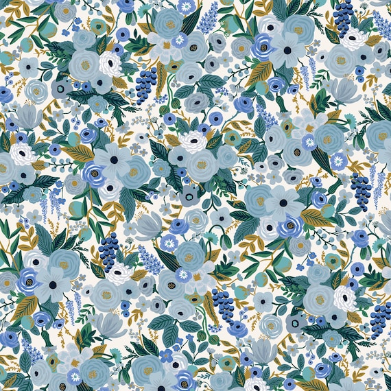 Petite Garden Party -Blue Fabric RP104-BL5, 100% fine cotton, quilt weight fabric, Cotton n Steel & Rifle Paper co
