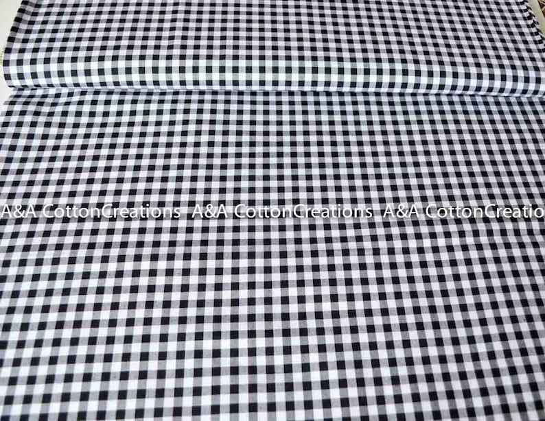 Black 1/4 Plaid Cotton, Carolina Gingham, Black Yarn Dyed Fabric, reversible Quilting fabric, Apparel Fabric, Robert Kaufman image 3