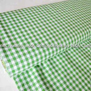 Kelly 1/4&quot; Plaid Cotton, Yarn Dyed Carolina Gingham, Green Fabric,  Plaid Quilting fabric, Apparel Fabric,Plaid cotton Scarf,Robert Kaufman