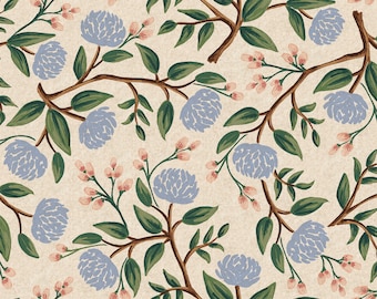 Tela de lona Peonies Cream, mezcla de algodón y lino de Rifle Paper Co., colección Wildwood, tela para tapicería, Cotton+Steel
