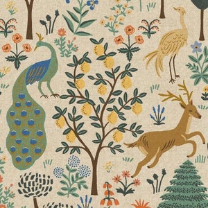 Letzte Stücke Menagerie Natürliche Ungebleichte CANVAS Metallic Druck, RP700-NA5UCM Camont COLLECTION, Rifle Paper Cotton Linen, Polsterungsstoff