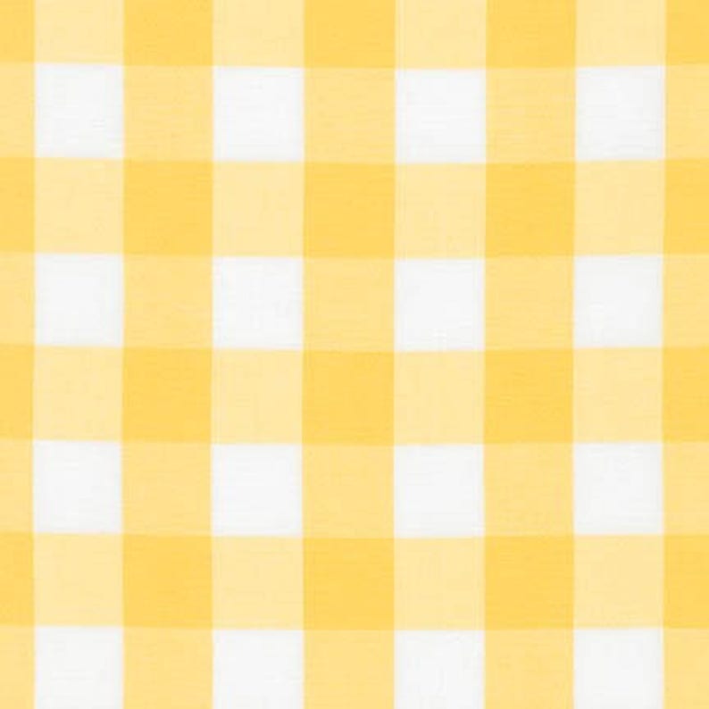 May include: Yellow and white checkered fabric with a subtle texture. The fabric has a gingham pattern.