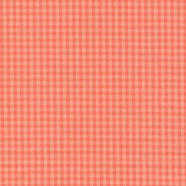 ORGANIC Coral Salmon Plaid Cotton Fabric Orange Quilting Etsy