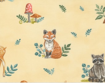 Effies Woods Goldenrod 56011 12 Moda, Quilting cotton, Children fabric, kids fabric, animal print cotton, Effies Woods Collection