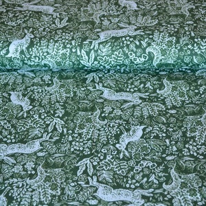 Woodland Fable Green RP103-GR1 Cotton+Steel - Rifle Paper Co, Wildwood Collection, Animal Print