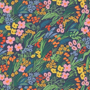 NEW RP909-BL4C Lea Blue CANVAS Fabric, Rifle Paper Co. Bramble Collection,Upholstery Fabric, Cotton+Steel