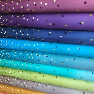 Ombre Confetti fabric, Lagoon 10807 207M Gold Metallic Fabric, Wedding fabric, Quilting cotton, Ombre Confetti cotton by Vanessa Christenson image 3