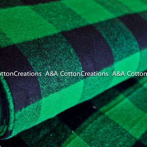 Last pieces Mammoth Flannel Fabric, 16943-7 GREEN Large Plaid Flannel, 2&quot; Plaid, Apparel fabric, Fabric by Yards, Robert Kaufman Fabrics