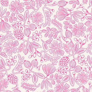 Rifle Paper Co, Primavera RP308-NP1NP Primavera, Moxie Floral Neon Pink Neon Pigment Fabric,100% cotton, quilt weight