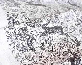 Wildwood Cream Cotton Fabric Rifle Paper Co Woodland Creatures Print