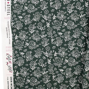 Flower Cluster - Green Meadows Fabric, EM104-GM1 Earth Magic Collection, Coral 100% quilting cotton, Cotton n Steel, Fabric by yard